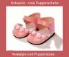 Puppen Schuhe rosa Puppen Schuhe mit Rosendekor 6 cm lang für 36 - 40 cm Puppen, Nr. 1040