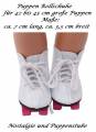 Puppen Zubehör Schuhe Rollschuhe weiß pink Rollen Sportschuhe 7 cm lang, Nr. 258