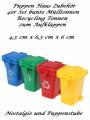 Puppenhaus Zubehör 4er Set bunte Mülltonnen Recycling Tonnen, Nr. 307