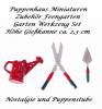 Puppenhaus Miniaturen Garten Werkzeug rot Gießkanne Schere Kelle, Nr. 330