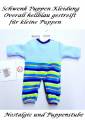 Schwenk Puppen Kleidung Nicki Overall hellblau mit Streifen für 24 - 26 cm Puppen, Nr. 10824 hbl