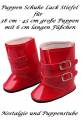 Puppen Schuhe Lack Stiefel rot 6 cm lang mit Schnallenverschluss, Nr. 232