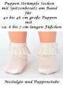 Puppen Strümpfe Söckchen Socken mit Spitzenrand für 36 bis 46 cm Puppen, Nr. 1208