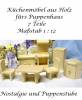 Küchenmöbel Set aus Holz 7-teilig fürs Puppenhaus Maßstab 1 : 12, Nr. 720