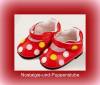 Schwenk Puppenschuhe Sommerschuhe rot getupft ca. 5 cm lang f&uuml;r 36 - 40 cm Puppen, Nr.  5640