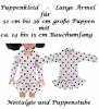 Puppen Kleid wei&szlig; mit schwarzen Tupfen f&uuml;r schmale 32 - 36 cm Puppen, Nr. 1500