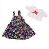 Puppenkleidung 2teilig Trägerkleid Blumenmuster mit Bluse für 36 bis 41 cm Puppen, Nr. 255
