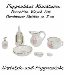 Puppenhaus Miniaturen Deko Porzellan Wasch-Set 1132